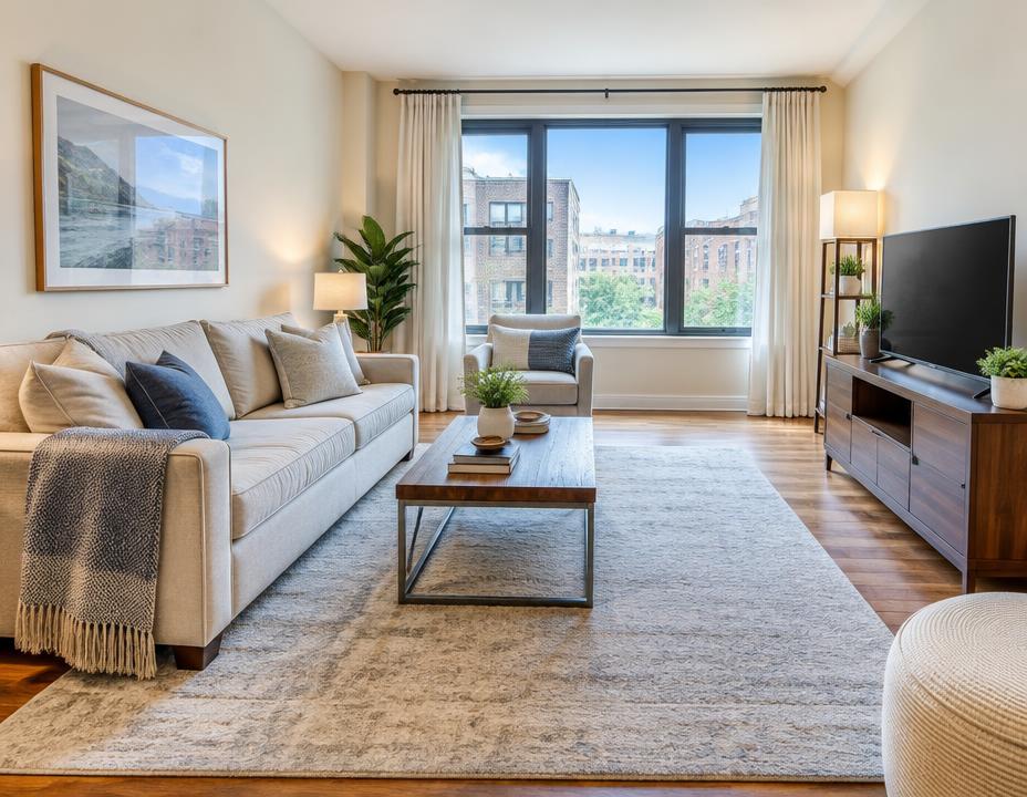 Sala de estar de apartamento residencial bem conservado